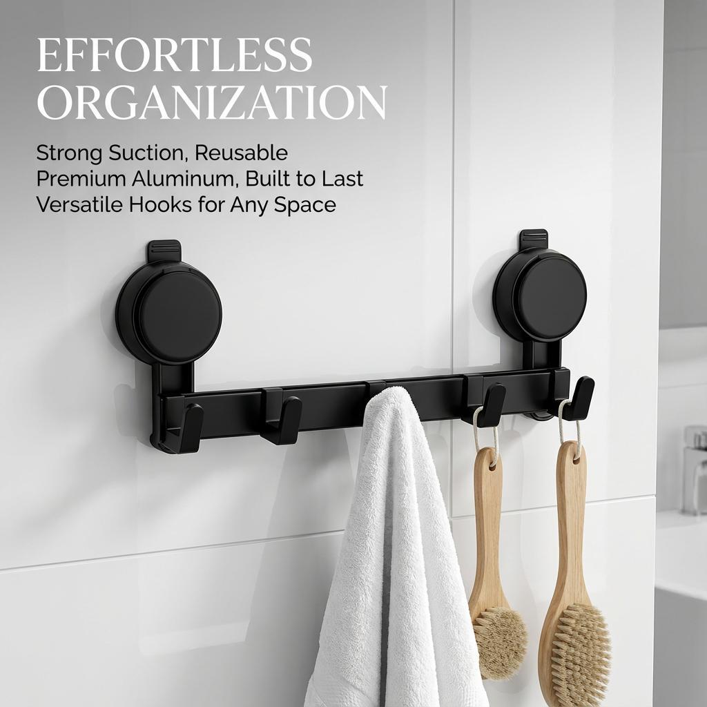 Over-the-Door Suction Cup Hook Rack – No-Drill & Removable, Heavy-Duty Load-Bearing | Bathroom & Entryway Coat Hanger Organizer