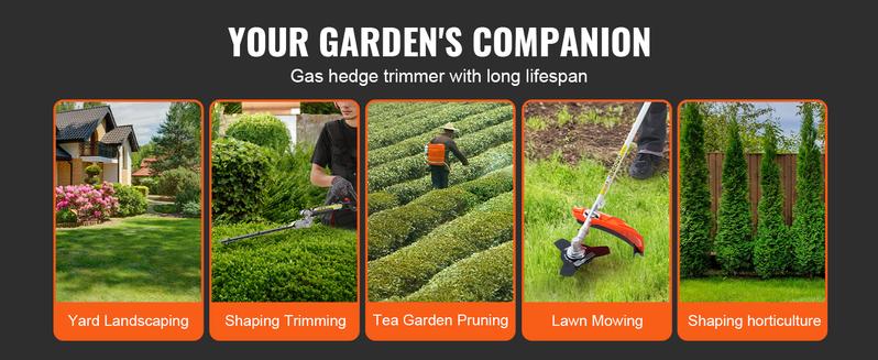 VEVOR Multi-Functional Trimming Tools, Various specifications, Gas Hedge Trimmer, Weed Eater, String Trimmer, Edger, Pole Saw Chainsaw Pruner with Extension Pole Lawn Mower Garden