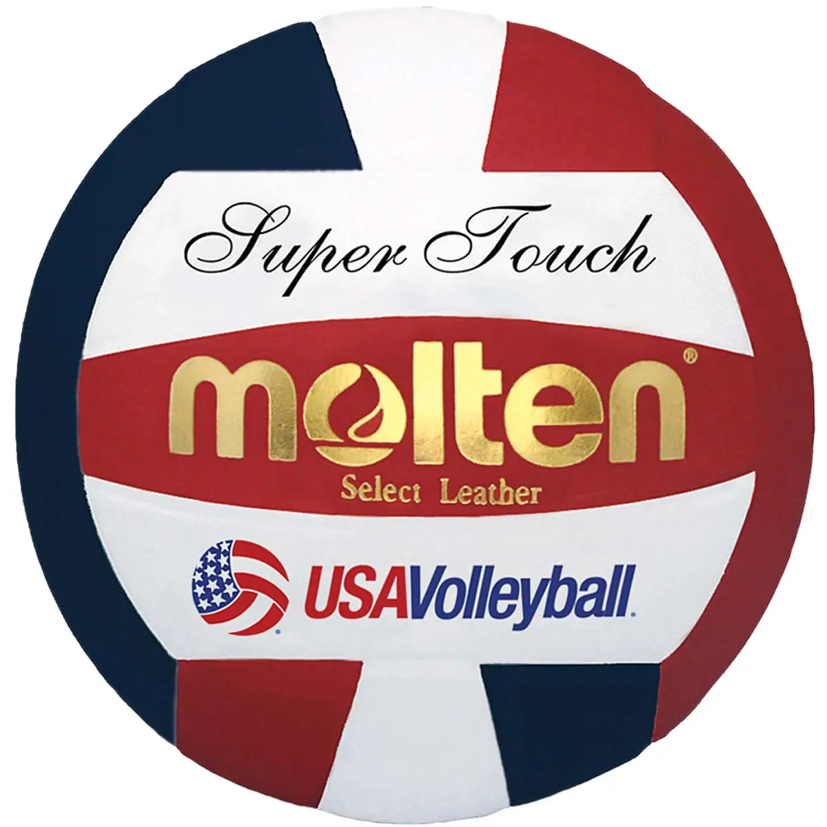 Molten Super Touch IV58L-3 Volleyball - Official USA Volleyball Equipment, Premium Japanese Leather, Uni-Bladder Cotton Construction, Cotton Wrap, Official Size & Weight, Indoor Play Use, Premium Leather