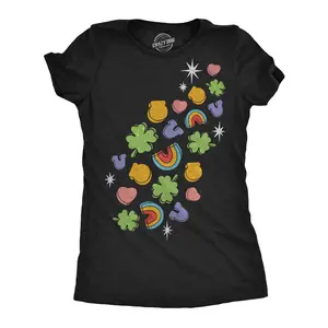 Womens Funny T Shirts Glitter Charms Sarcastic St Patricks Day Tee For Ladies Funny Womens T Shirts Cute Vintage Fashion Casual Ladies T-Shirt Gift Saint Patrick's Day Tops for Women Women's Novelty Tees Black -
