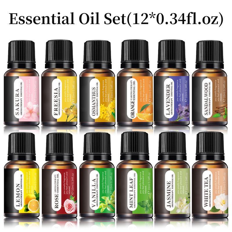 Essential Oils Set, 10 ML Bottles Set For Home Care, Fragrance, Humidifiers, Difusors & Aromatherapy Oils Set Gifts, Mint Leaf, White Tea, Lavender, Lemon, Orange, Osmanthus, Vanilla, Sakura, Rose, Freesia, Sandalwood, Jasmine Essential Oils Set, 10 ML Bottles Set For Home Care, Fragrance, Humidifiers, Difusors & Aromatherapy Oils Set Gifts, Mint Leaf, White Tea, Lavender, Lemon, Orange, Osmanthus, Vanilla, Sakura, Rose, Freesia, Sandalwood, Jasmine