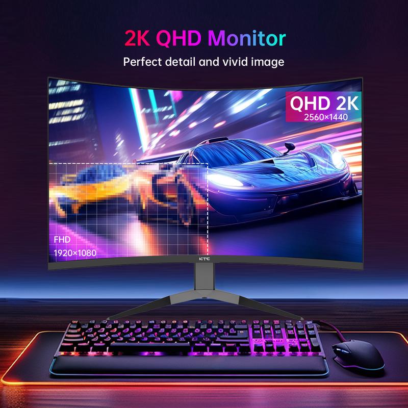KTC 32-Inch QHD 2K@240Hz VA 1000R Curved Gaming Monitor, 2560*1440P Computer PC Frameless Monitor with GTG 1ms, Adaptive Freesync & G-Sync, 122% sRGB, HDMI, DisplayPort, Tilt Adjustable, VESA Support, H32S25E