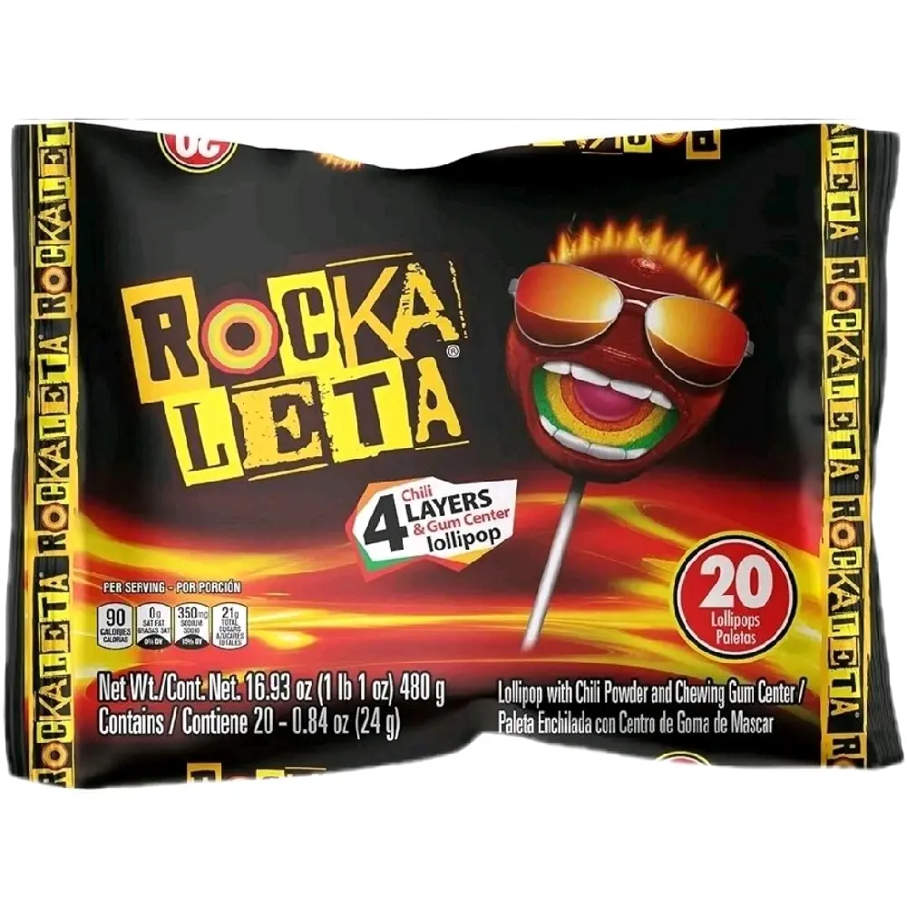 Rockaleta 4 Chili Layers & Gum Center Lollipop 20 & 30 Pieces - Sweet Snack