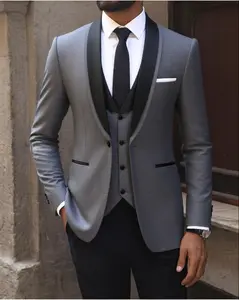 Men's 3-Piece Tuxedo Set-One Button Shawl Collar Solid Jacket, Vest & Pants for Groom, Party & Casual Events Wedding Tuxedo