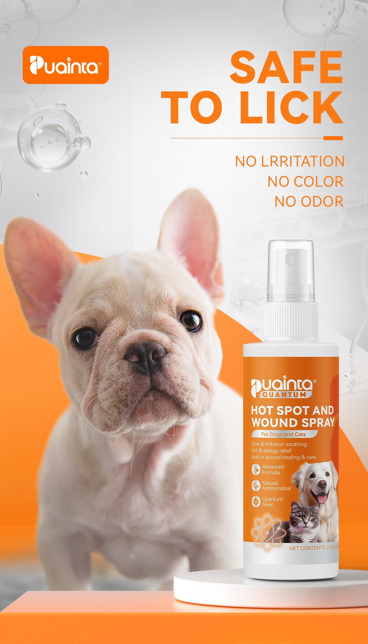 Itch Relief Spray for Dogs and Cats - PUAINTA Quantum Silver Hot Spot Care for Scratching and Redness, Natural Plant Based Formula for Allergies and Wounds, Vet Recommended Quality, Made in USA