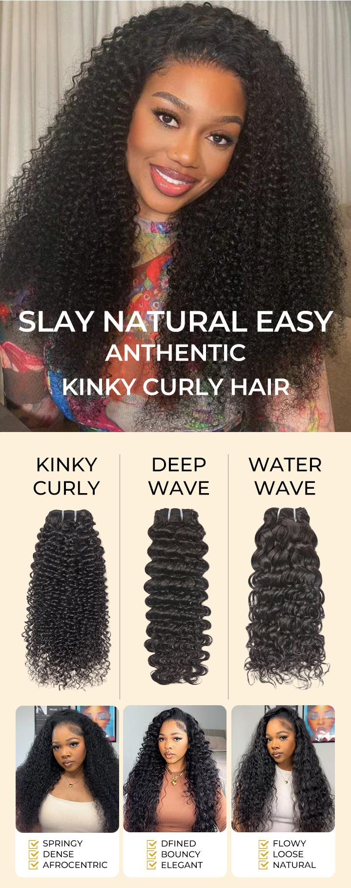 [Wequeen] 4C-Friendly Kinky Curly Human Hair Bundles with Free Perm Rods Soft Budget Friendly 100% Human Hair Natural Black Color