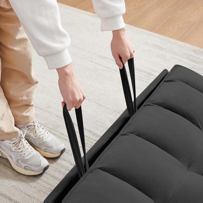 55” 3-in-1 Velvet Convertible Sofa Bed – Modern Double Sofa, Lounge Chair & Sleeper Bed with Adjustable Backrest | Includes Pillows & Storage Bag | Small Space, Apartment & Living Room Furniture | Velvet Futon, Multi-Functional – Easy 20 Min Assembly