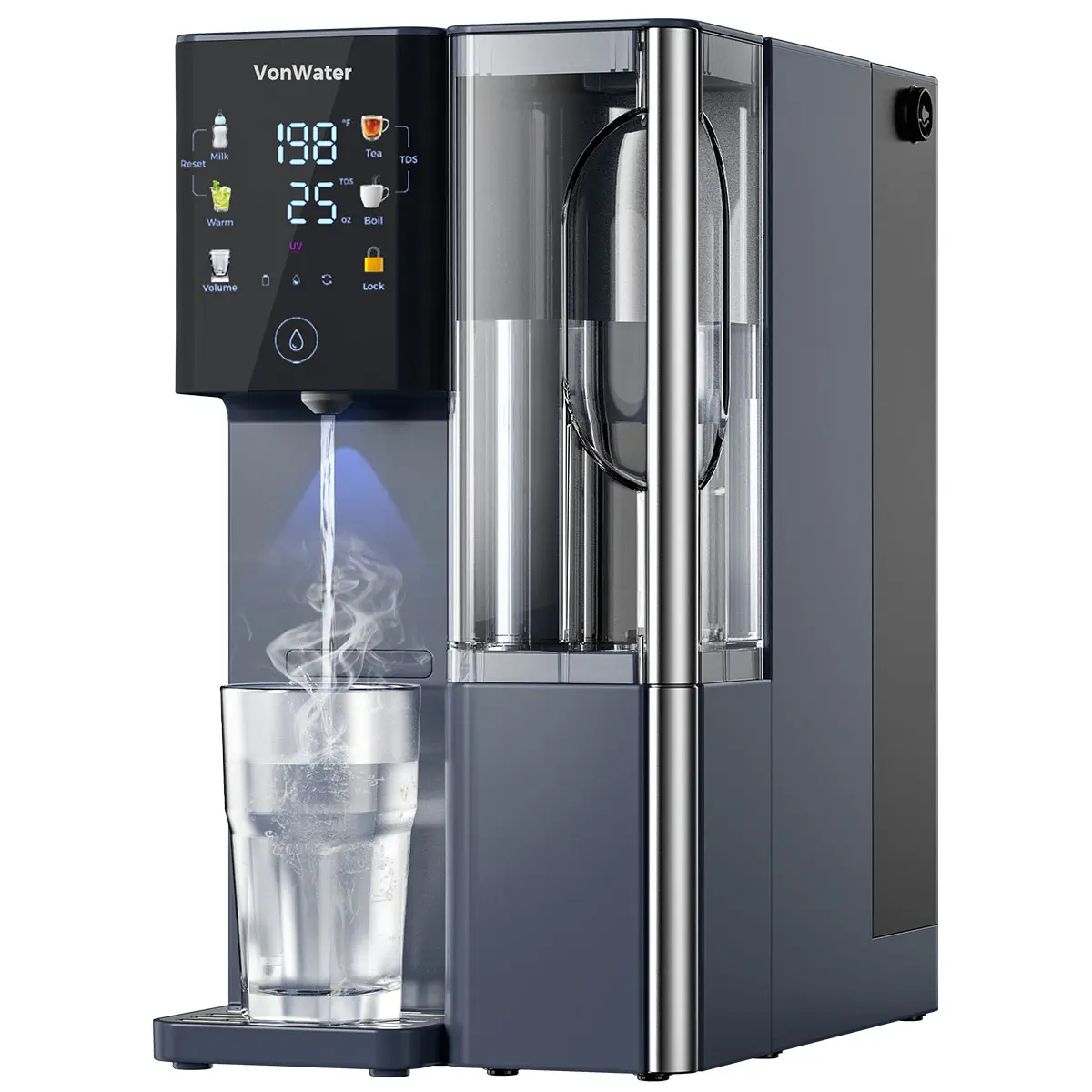 VonWater CT910H Reverse Osmosis Water Filter Countertop, 3S Instant Hot RO Water Filtration System, 7-Stage Water Purifier with Removable Pitcher, NSF/ANSI 372, Reduce TDS PFAS, No Installation