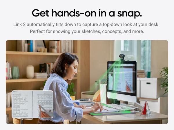 Insta360 Link 2 - PTZ 4K Webcam for PC/Mac, 1/2" Sensor, AI Tracking, HDR, AI Noise-Canceling Mic, Gesture Control for Streaming, Video Calls, Gaming, Works with Zoom, Teams, Twitch & More
