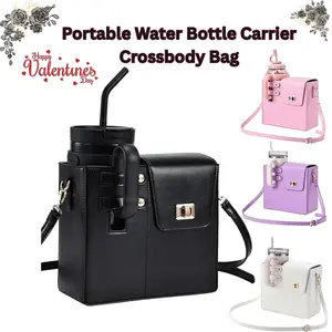 Elegant Women’s Crossbody Shoulder Bag with Water Bottle Holder, Adjustable Strap Phone Pocket Travel Outdoor Hiking Bottle Carrier Bag, Mother’s Day Gift, Father’s Day Gift
