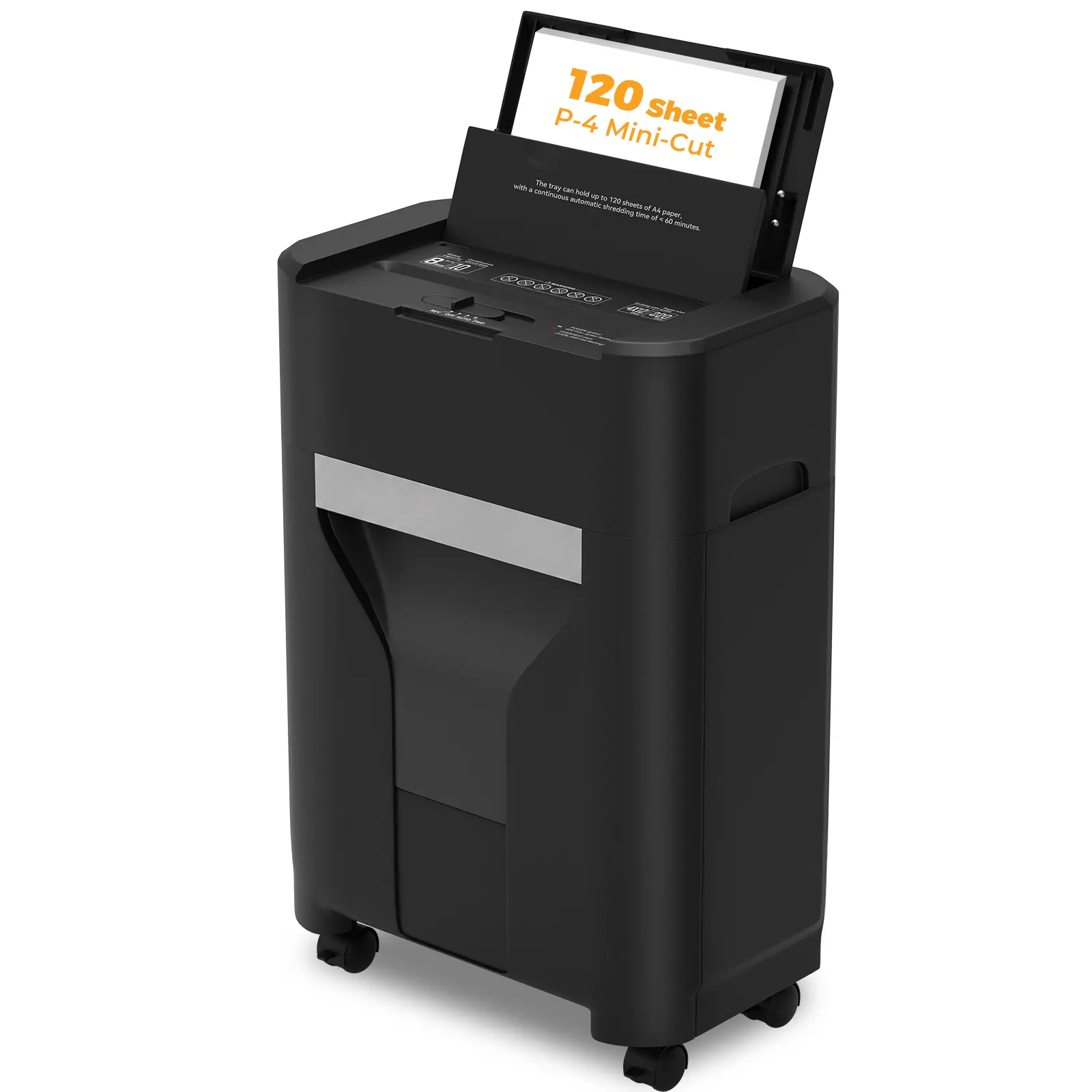 QUIETLEMON P-5 Micro-Cut Heavy Duty Paper Shredder, 120-Sheet Auto Feed, 60-Min Continuous Run Time, Compact Home Office Design, Lockable 360° Casters, 5.28 Gal Bin, Shreds Credit Cards & Staples, Quiet Operation, 1-Year Support, 24/7 Customer Support, Sm