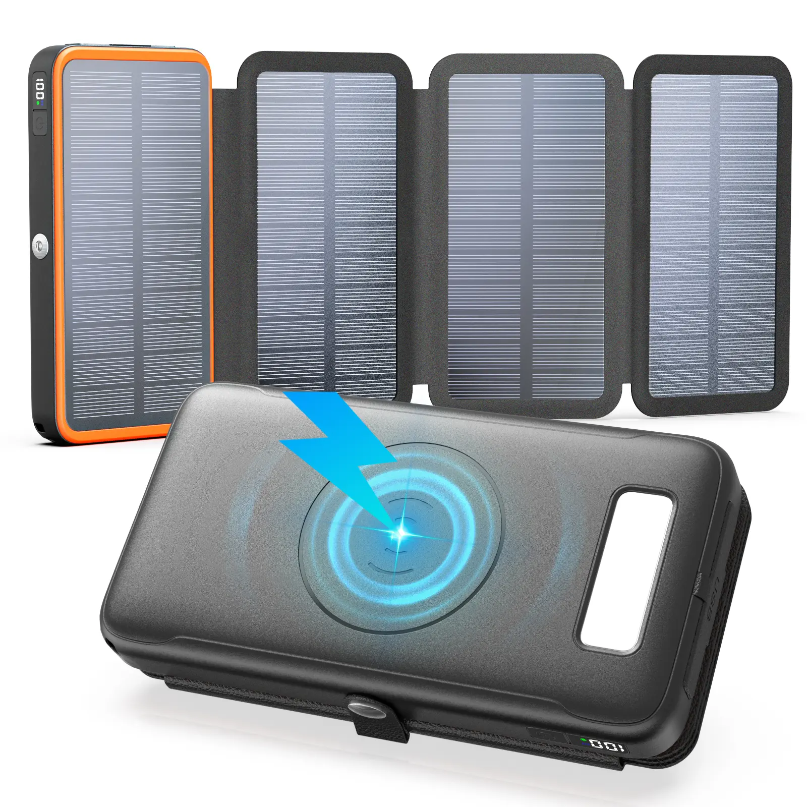 Solar Power Bank - 27000mAh Solar Charger with 4 Solar Panels 4 Outputs 22.5W Fast Charging Power Bank for All Mobile Devices Solar Portable Charger with Flashlights High Capacity Battery,back to school,back to school haul