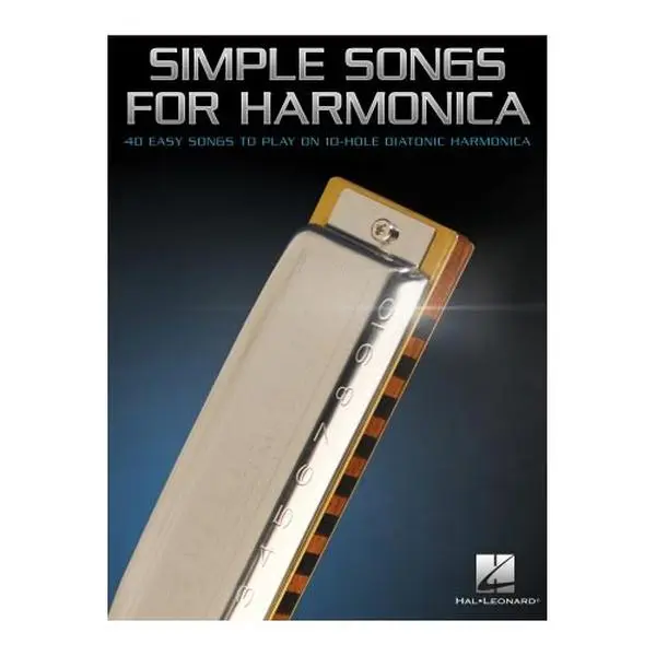 10-Hole Diatonic Harmonica Songbook, Musical Instrument Accessory with 40 Simple Easy-to-Read Tab Songs, Chord Symbols for Beginners