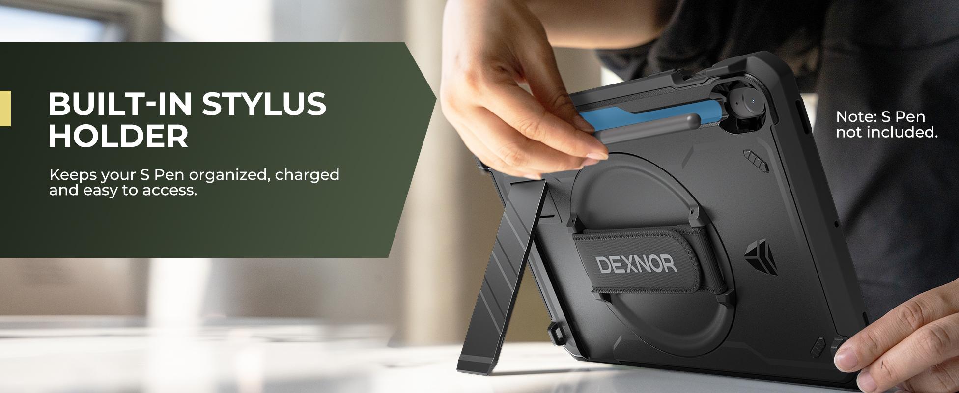 Dexnor Case for Samsung Galaxy Tab S10 Lite/S10 FE / S9 FE 10.9 Inch / S9 11 Inch 2023 with Screen Protector Pen Holder [360 Rotating Hand Strap & Kickstand], Full Body Cover for Tablet S9 FE