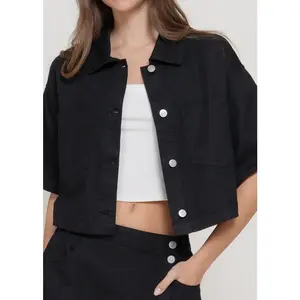 ALEXA BACK SHORT SLEEVE BOXY DENIM JACKET