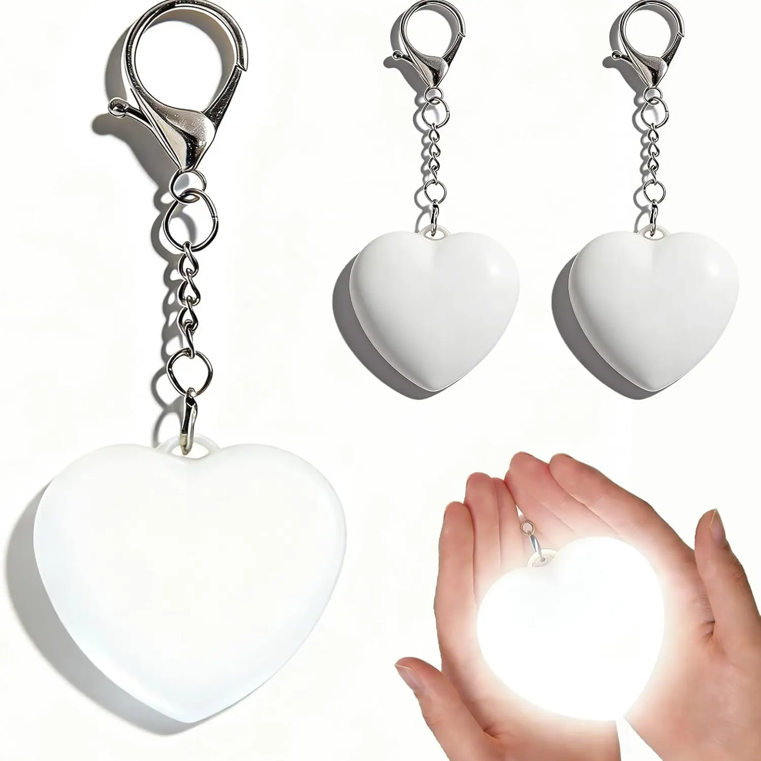 2026 Valentine's Day Plastic Light-Up Heart Purse Keychain - Touch Sensing Auto Glow Wallet Light, USB-Charging Novelty Nightlight for Women's Handbags, Ideal Female Gift