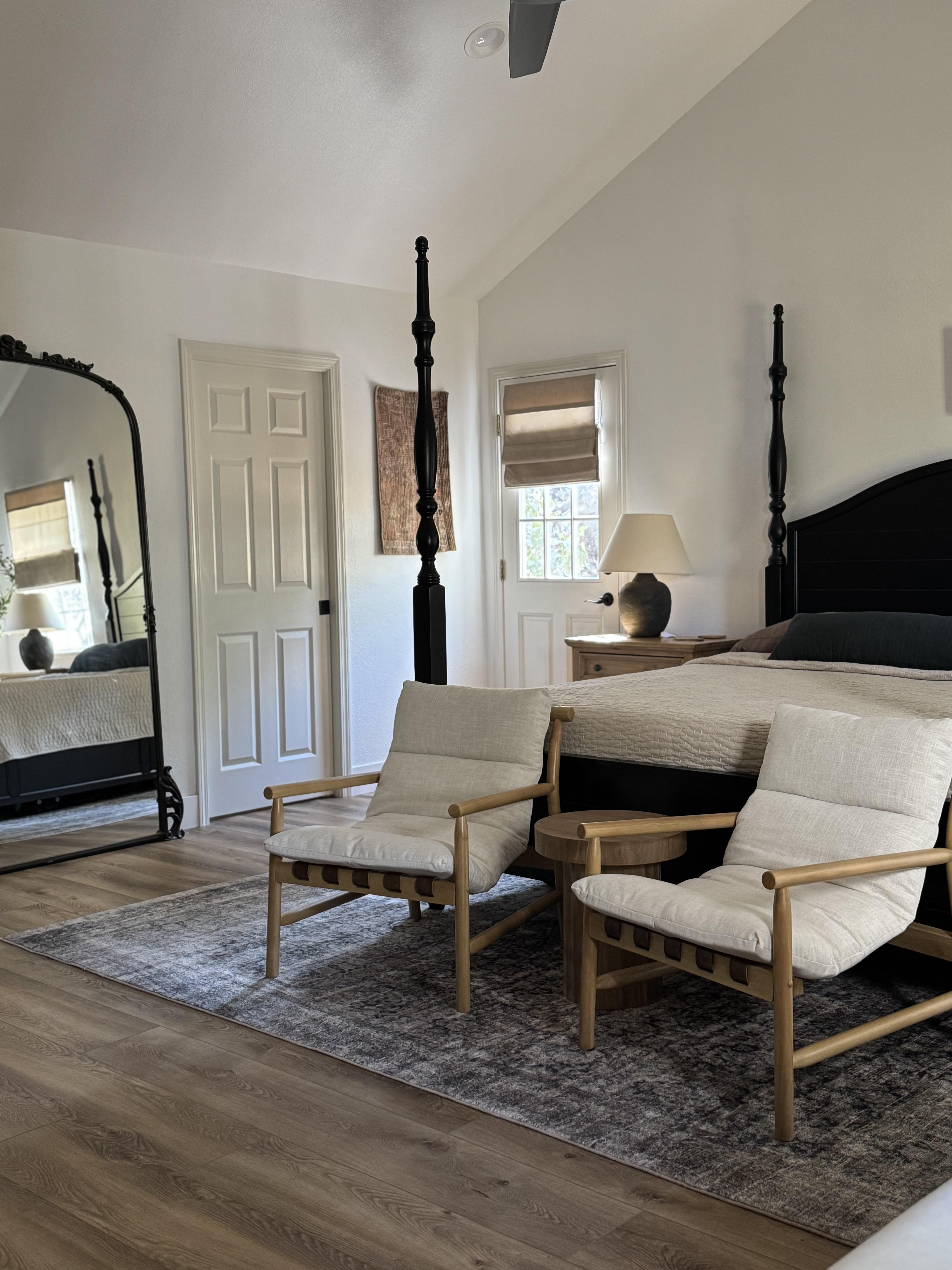 DAYALANE Mid Century Modern Beth Sling Accent Chair Living Room Chair with Solid Wood Frame Comfy Upholstered Single Sofa Armchair for Reception Bedroom Reading Beige