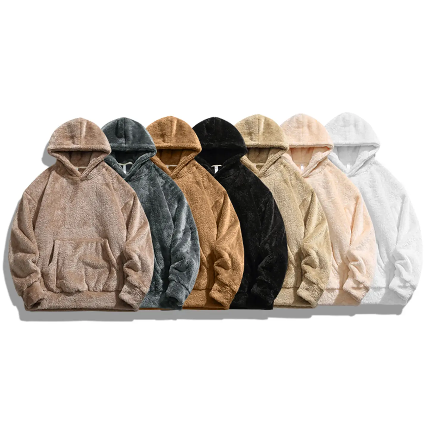 Men's Oversized Fuzzy Hoodie | Warm Plush Pullover Sweatshirt Menswear Tops Long Sleeve