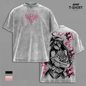 Albedo Graphic Tee, Vintage Washed Cotton, Anime Inspired Unisex Apparel, Dark Aesthetic Streetwear, Oversized Soft Cotton Shirt with Albedo Design, Perfect for Fans of Overlord