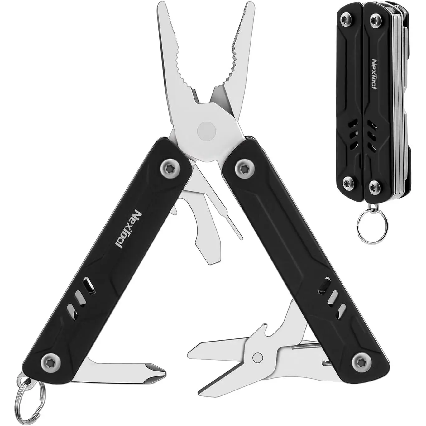 9-in-1 Pocket-Size EDC Mini Multitool Keychain Kit, TSA-Approved Handheld Travel Tool with Needle Pliers, Scissors, SIM Extractor, Screwdrivers
