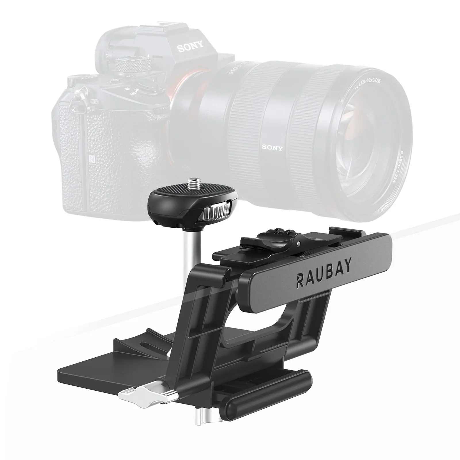 RAUBAY CM02 Adjustable Plastic-Metal Monitor Mount Stand with 1/4'' Screw Hanging Webcam Clamp, 1.4 inches Max Width Curved Fit - Live Streaming Equipment for YouTube Content Creation, Video Recording Accessories