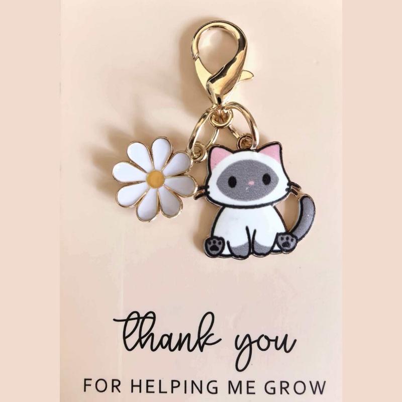 Set of 7 Pocket Hug Favors -Employee Appreciation Gifts Bulk for Coworkers with Exquisite keyring Pun NoteCards Quality Resin  Cute Cat Design ,FavorsDurable Card-MM