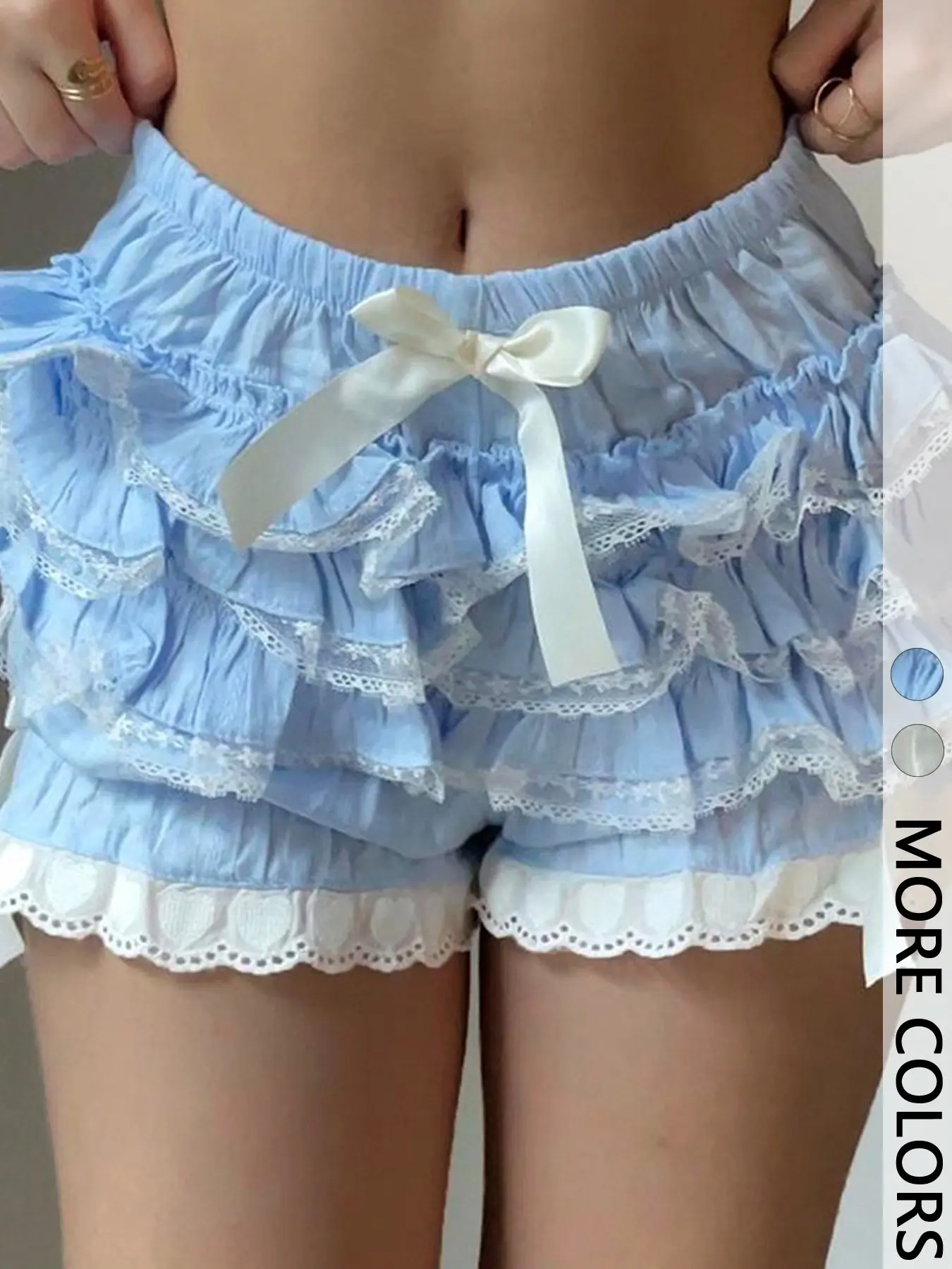 This  Ruffled Lace Pettiskirt Short Bottoms is Lolita Outfit Essential  | Layered Bow Bloomers