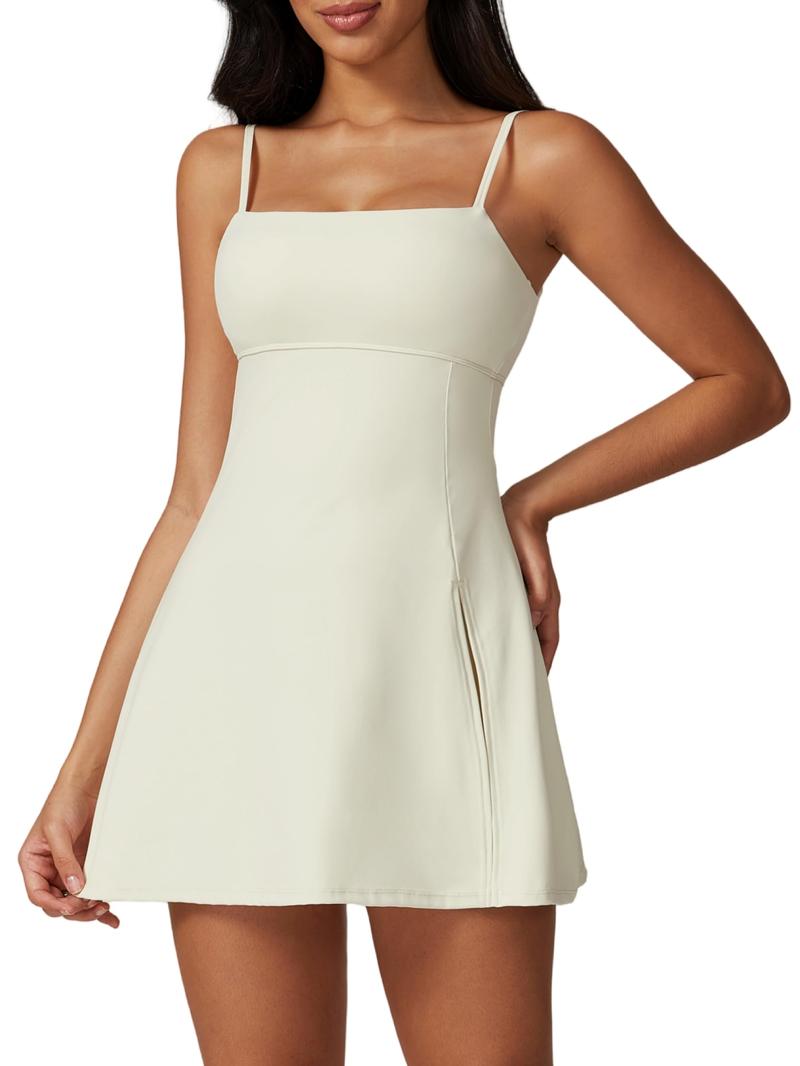 Women's Tennis Dress with Square Neck Built-in Shorts Backless Golf Dresses Workout Side Slit Athletic Golf Dresses in Multiple Colors Sleeveless Casual Everyday Seamless Sportswear Summer Women's Tennis Dress with Square Neck Built-in Shorts Backless Golf Dresses Workout Side Slit Athletic Golf Dresses in Multiple Colors Sleeveless Casual Everyday Seamless Sportswear Summer