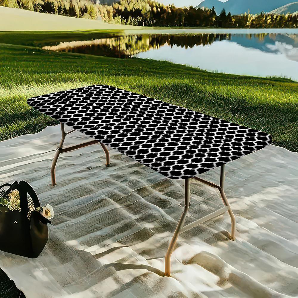 VBXNT 2PCS Stretch Fabric Table Top Cap Cover, Multiple Pattern Designs, fit Folding Table 6 ft (30 x 72 inch), Table Covers Washable Elastic Universal Rectangle Tablecloth Protector for Indoor Outdoor Party, Picnic, Event, Wedding, Banquet