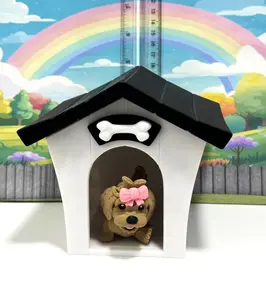 Cute Golden Doodle Dog, 3D Printed Articulated Fidget Dog with Doghouse, Poseable Animal Toy, Custom Pet Gift for Dog Lovers Decor Set