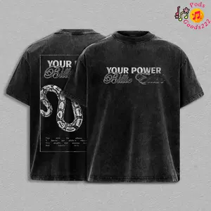 Billie Your Power Vintage Washed Oversized Graphic T Shirt, Alternative Pop Music Song Inspired Tee, Heavyweight Cotton Streetwear Top, Casual Concert Outfit Gift for Fans