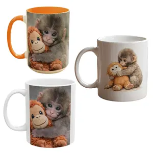 Punch Monkey Inspired Mug, Punch the Monkey, Plush Toy Cup, Accent Coffee Mug 11oz or 15oz - mnk10011
