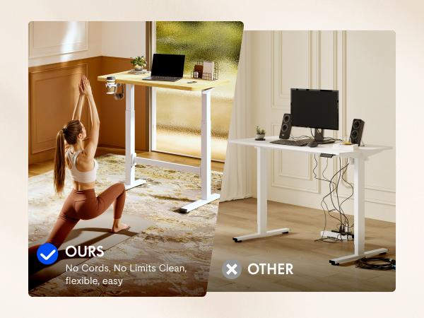 FLEXISPOT H7 PLUS Gas Spring Adjustable Standing Desk Mobile Rolling Sit-Stand Workstation with Wheel Cordless Manual Stand Up Desk for Small Room Home Office Bedside Work Sofa Setup Walking Pad Office