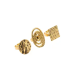 Sculptural Gold Ring Stack Set