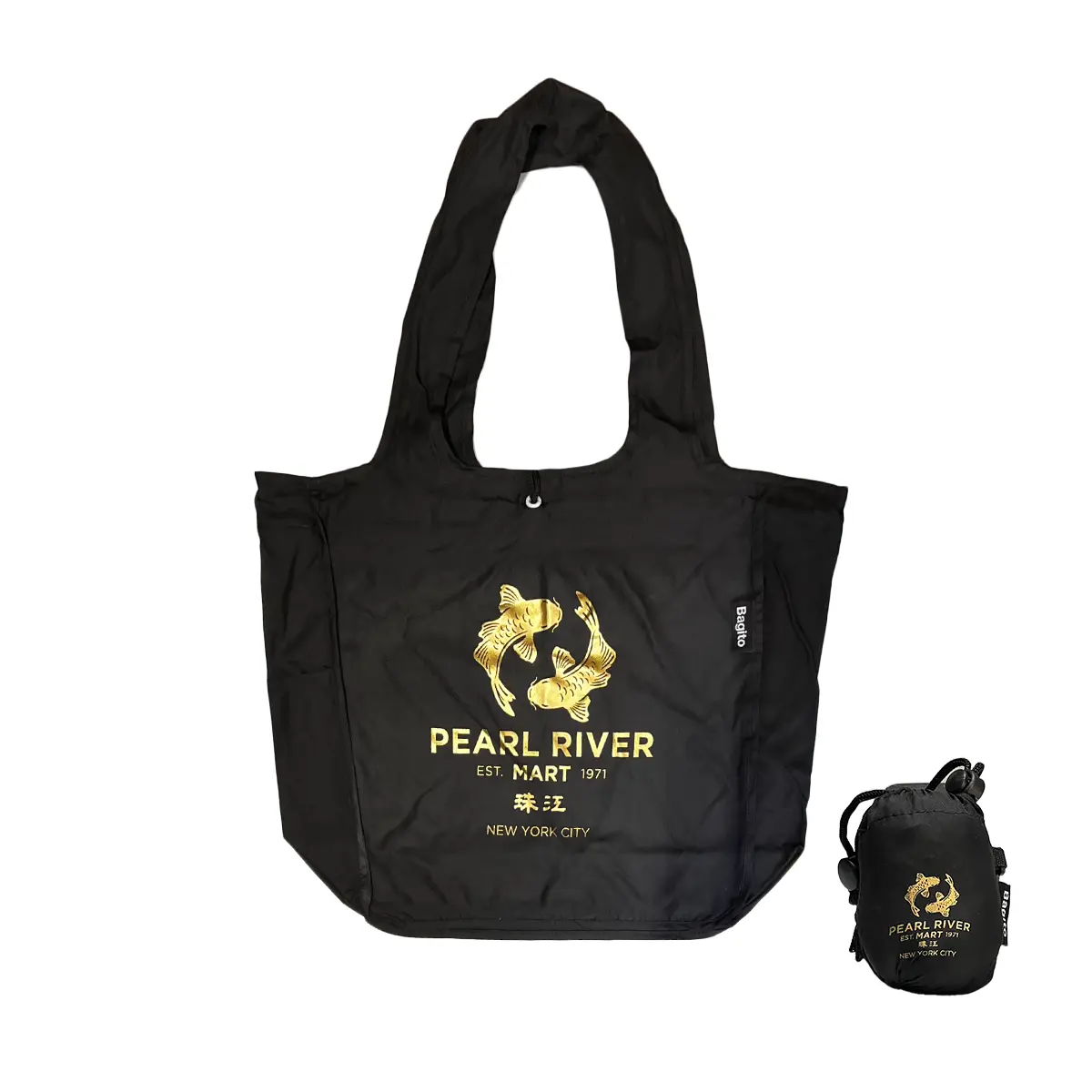 Pearl River Mart "Eco" Reusable Water-Resistant Tote Bag - Black (Deluxe)