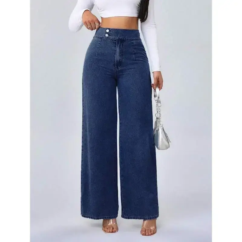 Tall Women's Jeans High Waist Casual Loose Wide Leg Trousers Blue Style  Straight Pants Tall Women's Jeans, Fall Women Clothes Can be used with a  raincoat