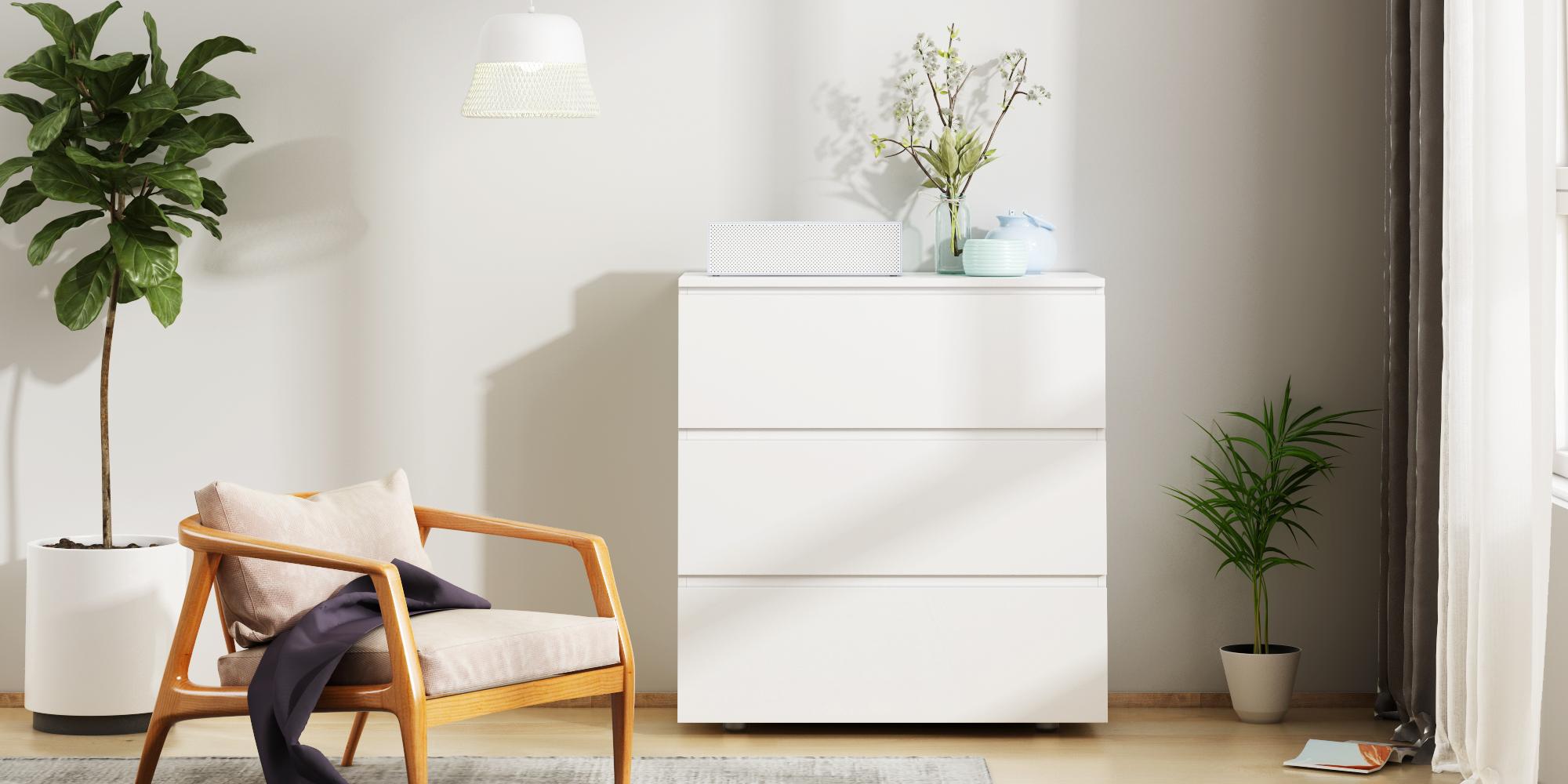 FUFU&GAGA Modern 3-Drawer Dresser Chest, Wooden Dresser Tower with Wide Storage Space, Dresser Closet for Nursery Living Room Bedroom FUFU&GAGA Modern 3-Drawer Dresser Chest, Wooden Dresser Tower with Wide Storage Space, Dresser Closet for Nursery Living Room Bedroom