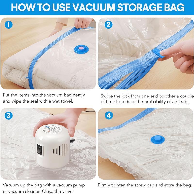 【2026 Upgraded】Travel Vacuum Bag Set Vacuum Bags for Travel with Wired air Pump, 12 Pack Carry-on Size Compression Packing Bags for Luggage and Suitcase, Space Saver for Clothes and Clothing Travel Zipper Pouches