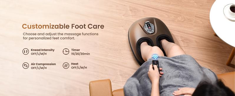 RENPHO Deep Kneading Foot Massager Machine, Valentines Day Gift Choice for Man Women Electric Shiatsu Foot Massager for Plantar Fasciitis, Remote Control, Birthday Gifts Size Up to 12