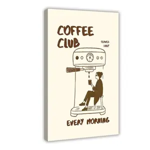 Coffee Club Wall Art Print,Every Morning Coffee Poster Canvas,Vintage Family Wall Decor For Kitchen Living Room
