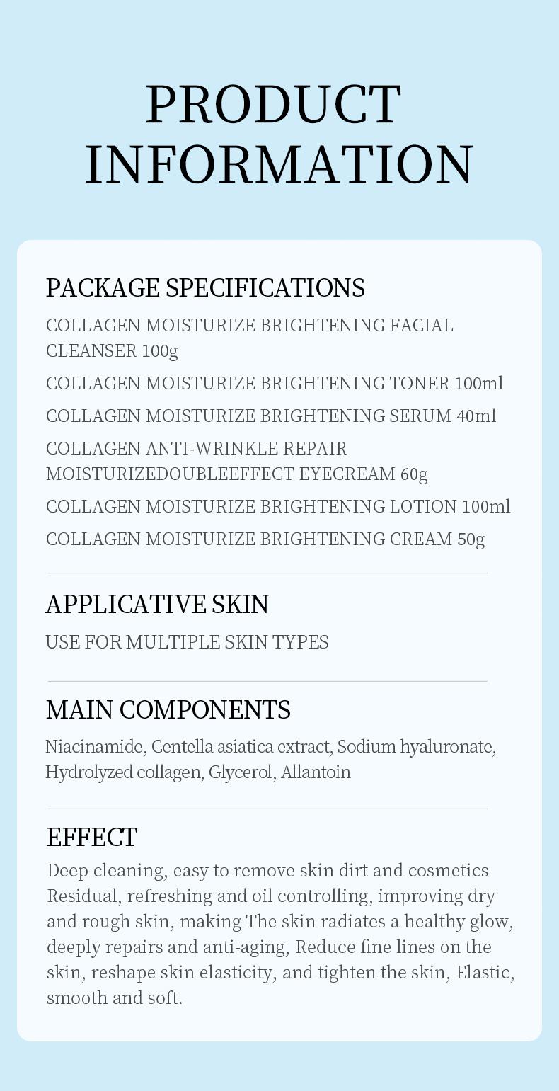 Collagen Moisturize Brightening Six Piece Set,Skin Care Kits,Anti-Aging Moisturizing Hydrating Firming,Hydrate Moisturizer
