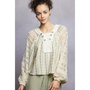 Leah Cream Floral Lace Sleeve Top