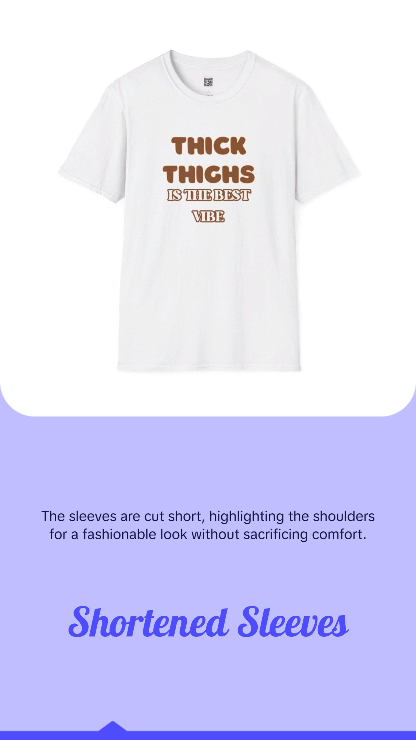 Thick Thighs Brown Sugar, Womenswear, Ribbed Collar, Plus Sizes Tshirt Cotton Comfort Top
