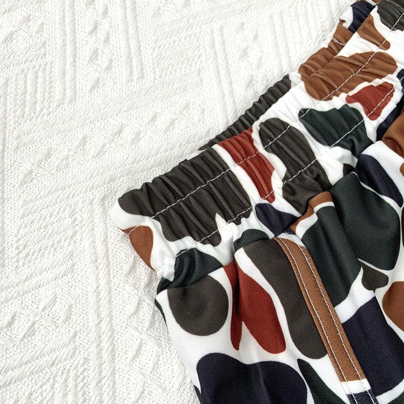 Women's Camo Cross Strap Micro Shorts Unique Pattern Couple Workout Casual Wear