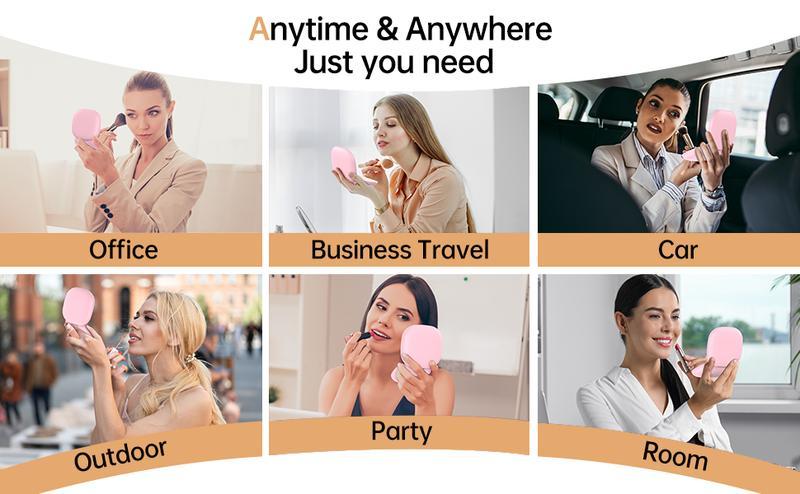 LED Compact Makeup Mirror, 4 Inches 1X/10XMagnification Travel Mirror with Light Dimmable DoubleSides Lighted USB Rechargeable Compact Mirror, TravelEssentials Magnifying, a great gift idea, perfect forgirls,Makeup touch-up products