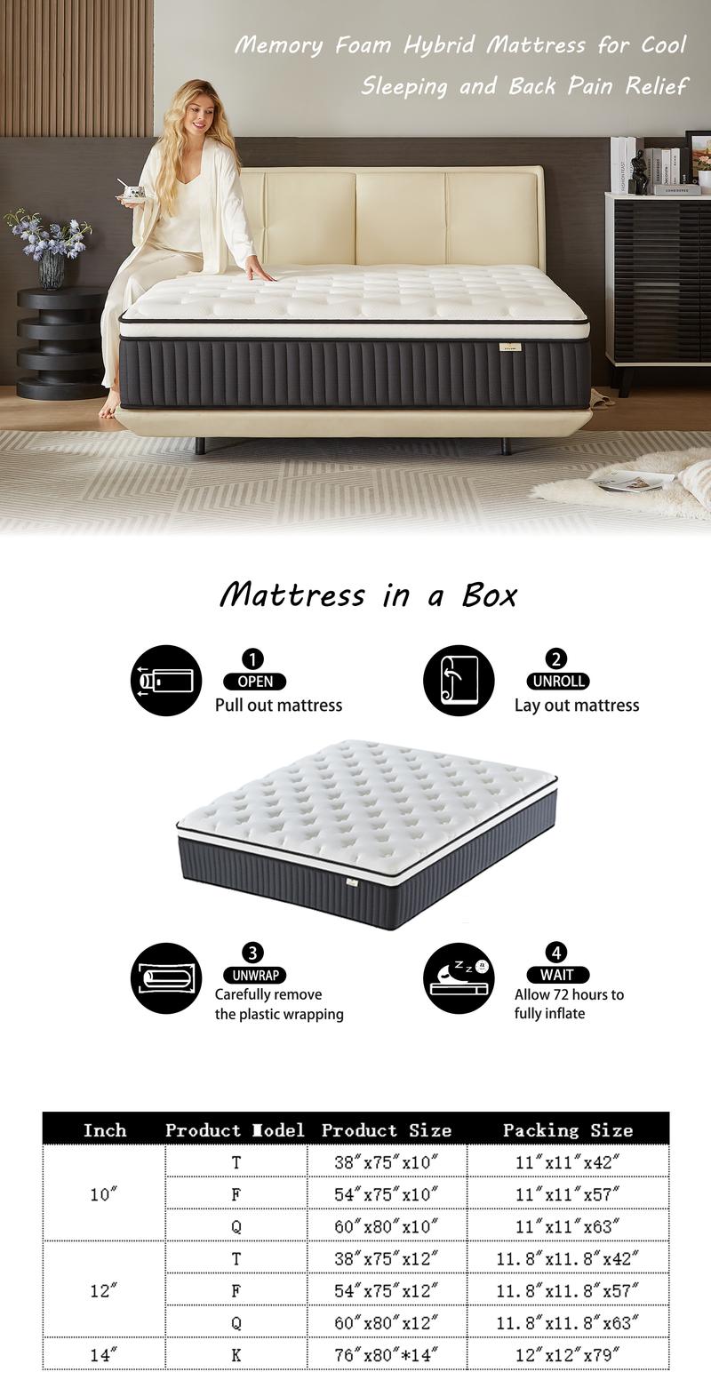 Clearance Sale | Final Stock | Hybrid Mattress 2.0 10–14 Inch Mattress in a Box, Memory Foam & Individual Pocket Springs, Motion Isolation, Pressure Relief, Queen Bed Mattress
