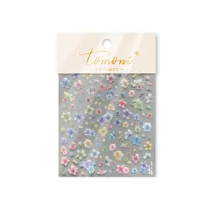 Embossed nail art stickers with petal patterns, fairy-like dried flower collage nail stickers, plant and floral designs