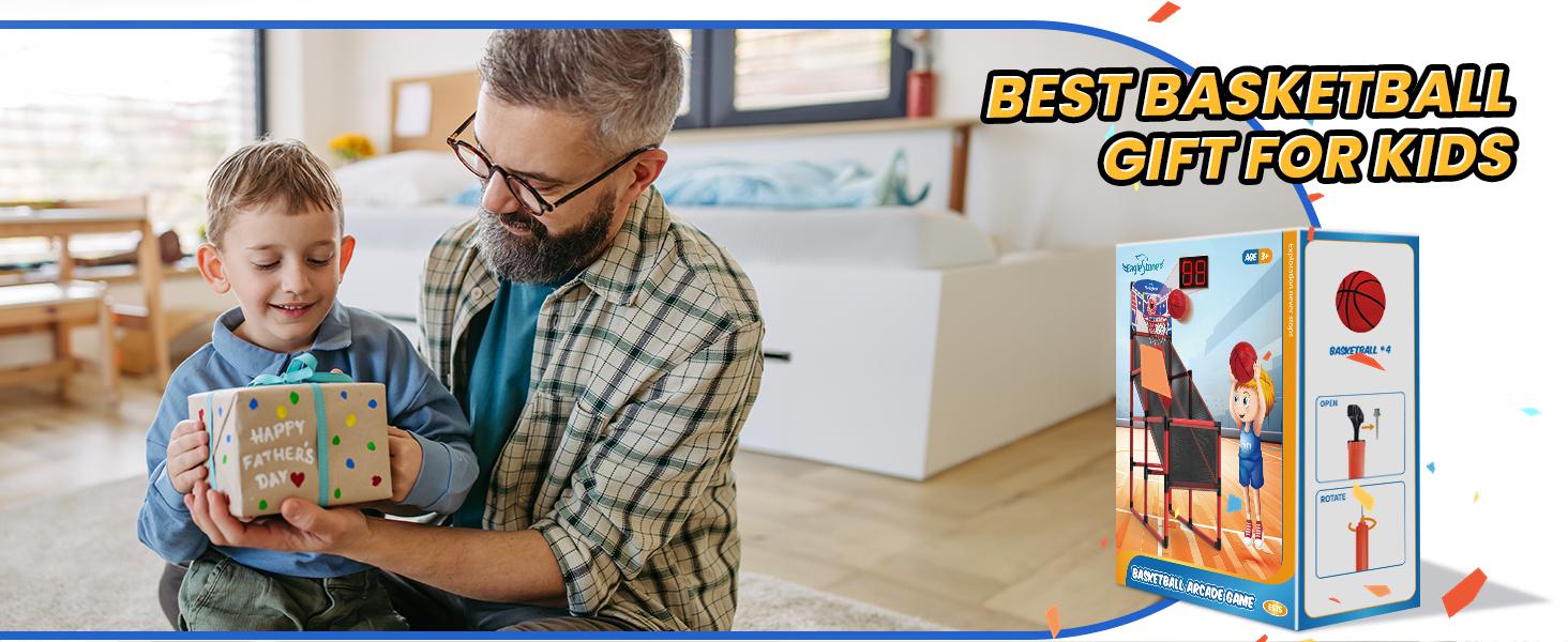 EagleStone 63IN Arcade Basketball Hoop Indoor, LED Scoreboard Basketball Arcade Game Set for Outdoor with Cheer Sounds, Kids Basketball Toys for Boys Girls