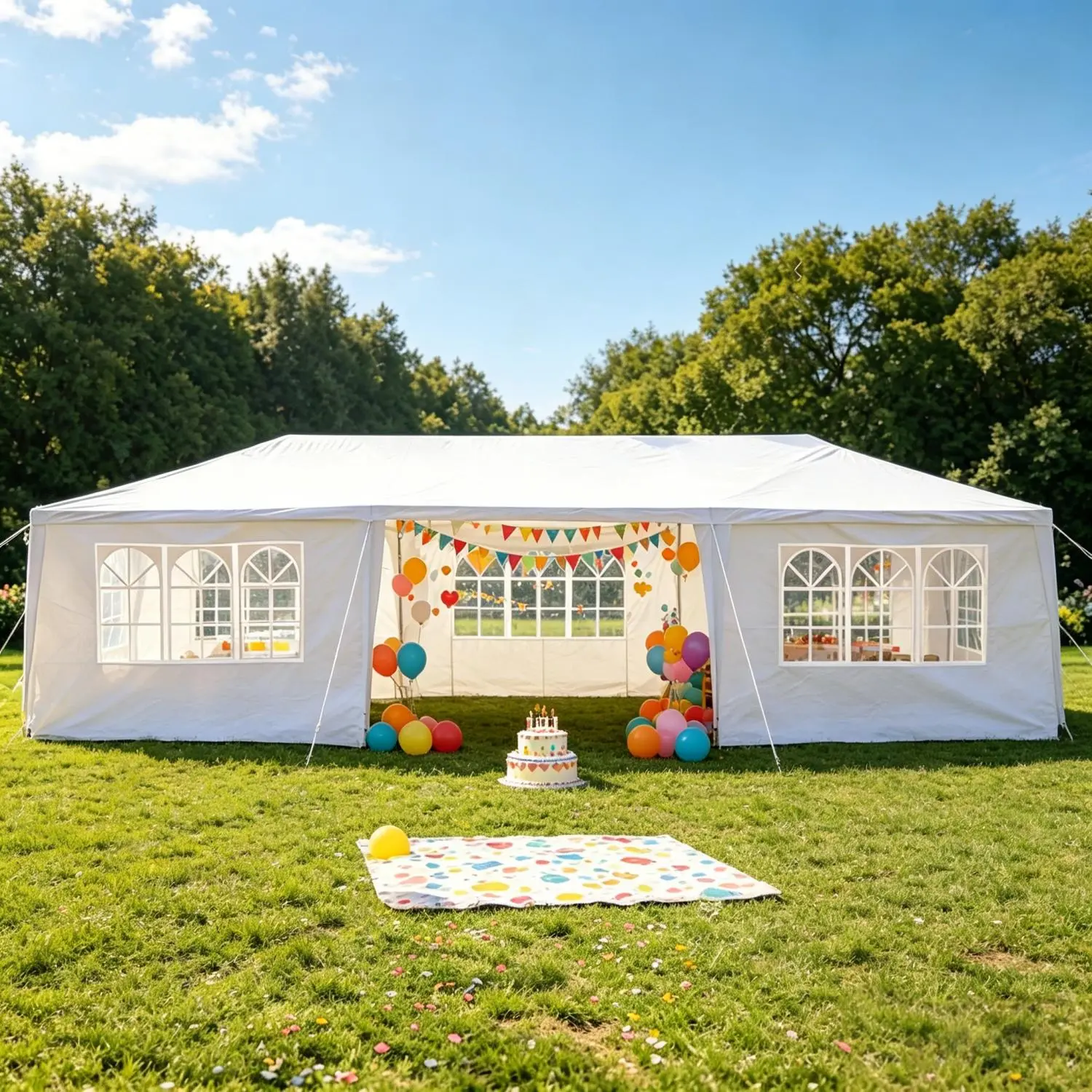 10x20/30ft Outdoor Party Tent with 0/5/7/8 Removable Sidewalls & Windows, Outdoor Party Gazebo for Wedding, Backyard