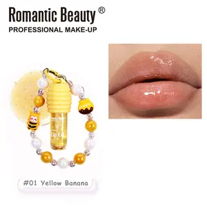 [2026]Honey Lip Oil - Professional Cosmetic with Keychain in Yellow, Pink & Orange - Portable with Quick-Drying Formula, Long-Lasting Color - Moisturizing Hydrating Jelly Texture, Smooth Lips